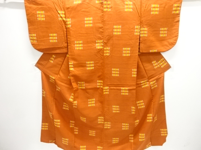 JAPANESE KIMONO / ANTIQUE OMESHI / TAISHO ROMAN STYLE / SILK / MEISEN / WOVEN ABSTRACT